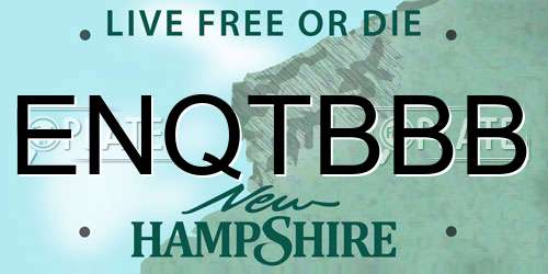 ENQTBBB New Hampshire License Plate