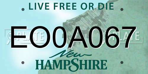 EO0A067 New Hampshire License Plate