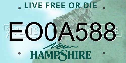 EO0A588 New Hampshire License Plate