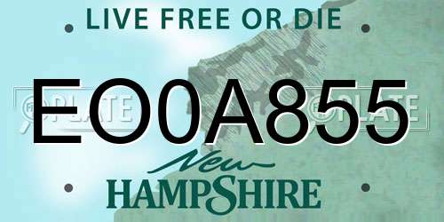 EO0A855 New Hampshire License Plate