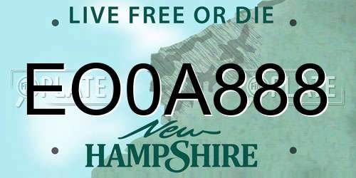 EO0A888 New Hampshire License Plate