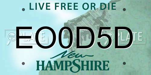 EO0D5D New Hampshire License Plate