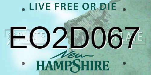 EO2D067 New Hampshire License Plate