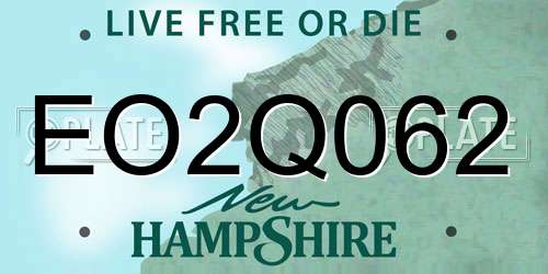 EO2Q062 New Hampshire License Plate