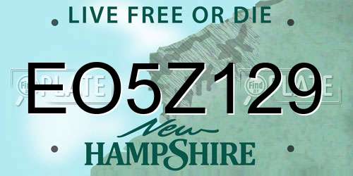 EO5Z129 New Hampshire License Plate