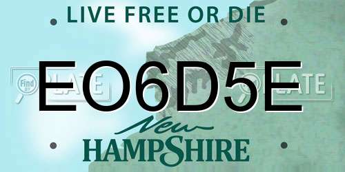 EO6D5E New Hampshire License Plate