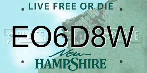 EO6D8W New Hampshire License Plate