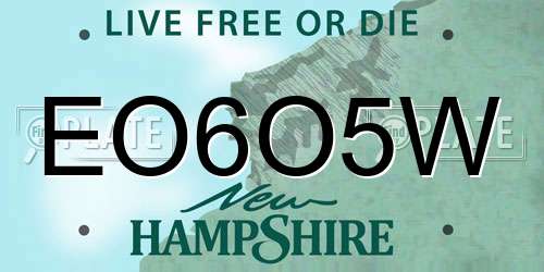 EO6O5W New Hampshire License Plate