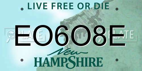 EO6O8E New Hampshire License Plate