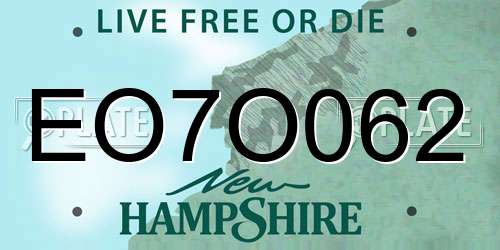 EO7O062 New Hampshire License Plate