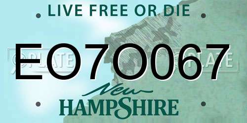 EO7O067 New Hampshire License Plate