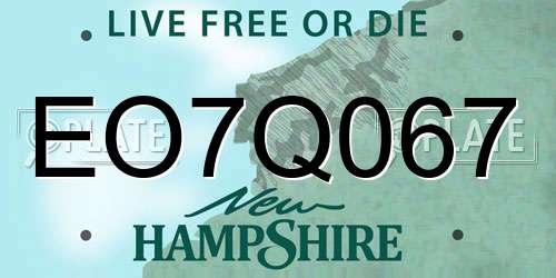 EO7Q067 New Hampshire License Plate
