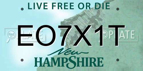 EO7X1T New Hampshire License Plate