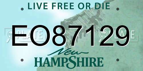 EO87129 New Hampshire License Plate