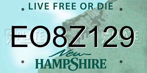 EO8Z129 New Hampshire License Plate