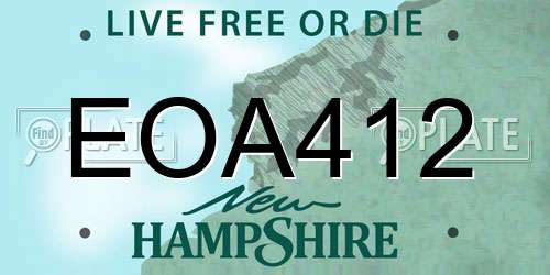 EOA412 New Hampshire License Plate
