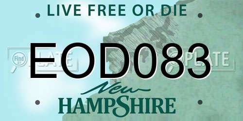 EOD083 New Hampshire License Plate