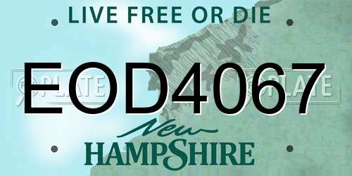 EOD4067 New Hampshire License Plate