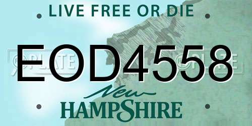 EOD4558 New Hampshire License Plate