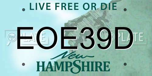 EOE39D New Hampshire License Plate