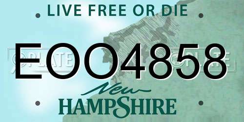 EOO4858 New Hampshire License Plate