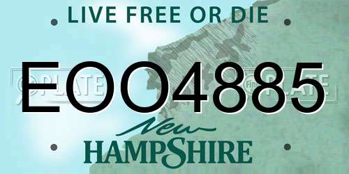 EOO4885 New Hampshire License Plate