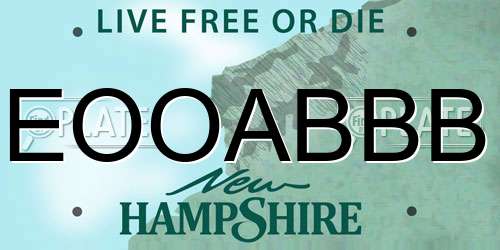 EOOABBB New Hampshire License Plate