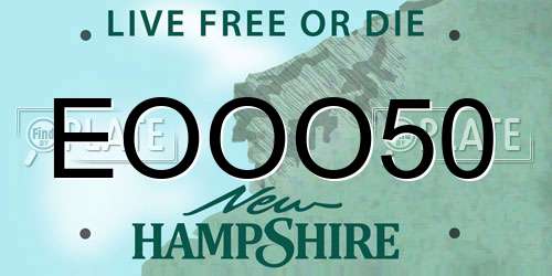 EOOO50 New Hampshire License Plate