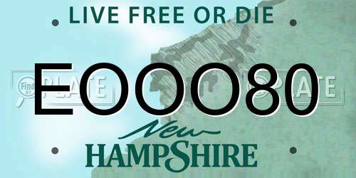 EOOO80 New Hampshire License Plate