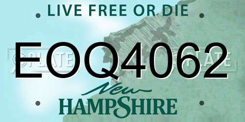 EOQ4062 New Hampshire License Plate