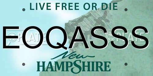 EOQASSS New Hampshire License Plate