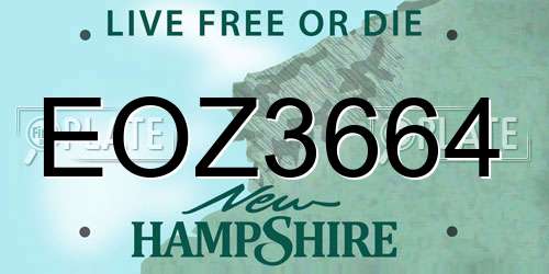 EOZ3664 New Hampshire License Plate