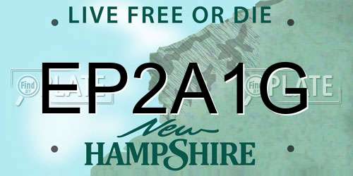 EP2A1G New Hampshire License Plate