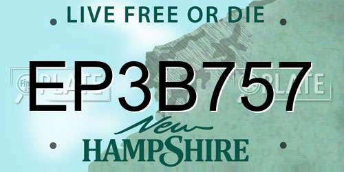 EP3B757 New Hampshire License Plate
