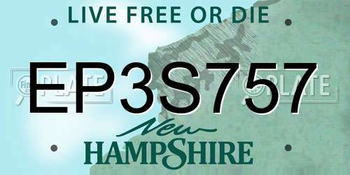 EP3S757 New Hampshire License Plate