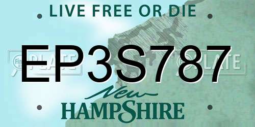 EP3S787 New Hampshire License Plate