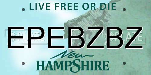 EPEBZBZ New Hampshire License Plate