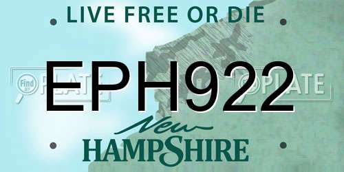 EPH922 New Hampshire License Plate