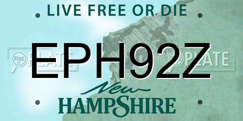 EPH92Z New Hampshire License Plate