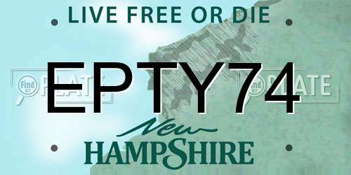 EPTY74 New Hampshire License Plate