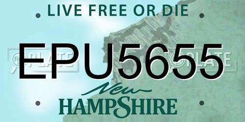 EPU5655 New Hampshire License Plate