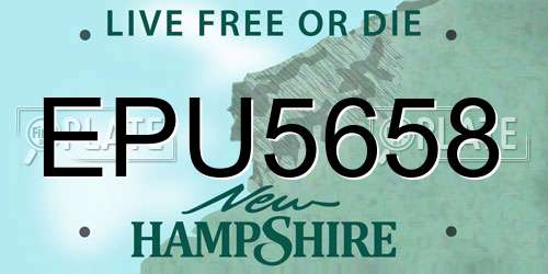EPU5658 New Hampshire License Plate
