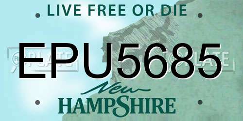 EPU5685 New Hampshire License Plate