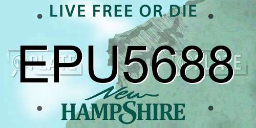 EPU5688 New Hampshire License Plate