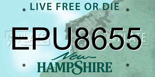 EPU8655 New Hampshire License Plate