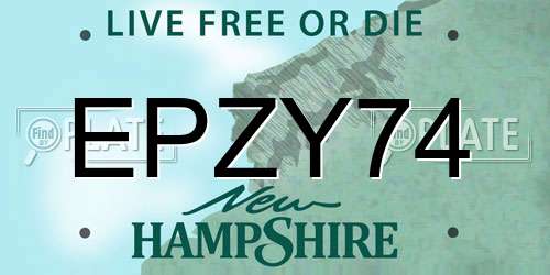 EPZY74 New Hampshire License Plate
