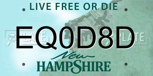 EQ0D8D New Hampshire License Plate