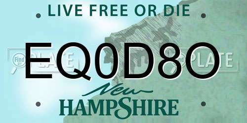 EQ0D8O New Hampshire License Plate