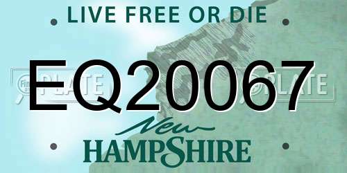 EQ20067 New Hampshire License Plate