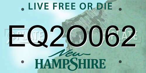 EQ2O062 New Hampshire License Plate